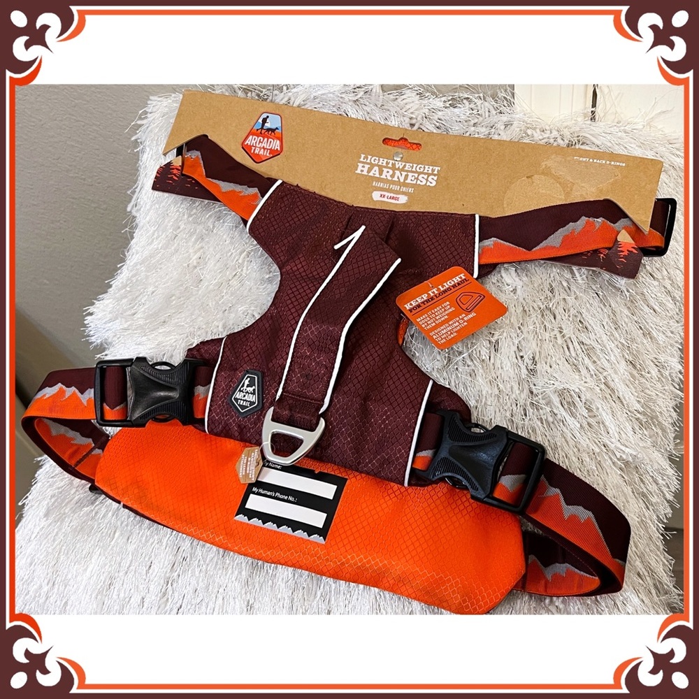 Arcadia Trail Reflective Crimson Dog Harness Orange Dark Red Water Repelling XXL